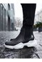 Ba0444 Laceless Comfortable High Sole Black White Sole Men's Sports Half Ankle Boots - 6