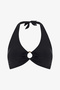 Black Clean Hot Gathering Halter Bikini Top - 5