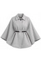 Women's Gray Poncho Cape with Belt and Textured Cashmere Coat