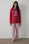 Red Good Mood Cotton Striped Pajama Bottoms - 3