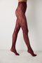 Floral Fishnet Burgundy Pantyhose - 3