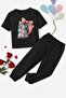 Children's Cute Cat Bottom - Top Tracksuit Set