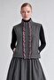Plaid Detailed Pocketed Vest Gray - 2