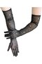 Rhinestone Long Fishnet Gloves,Vintage Stretchy Mesh Evening Gloves for Women,Black - 5