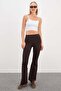 High Waist Stretchy Fabric Flare Leggings - 5