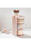 Rotatable Makeup Brush and Hair Accessory Organizer,3-Layer 360 Degree Jewelry Storage Box,Pink - 2