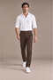Men's Brown Classic Fabric Trousers Slim Fit Lycra Ankle Length Narrow Leg - 4