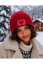 Red Wool Beret Pink Red Heart Punch Luxury Hat - 6