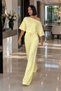 Women's Short Sleeve Blouse and Stitching Detail Wide Leg Pants Two-Piece Set - 5