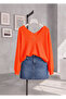Women's Clothing Blouse Mercerized Sweaters Front Back V Neck Balloon Sleeve Thin Mercerized Knitwear Knitted Loose Sweater 3149