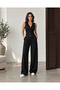Women's V-Neck Buttoned Vest & High Waist Palazzo Pants Two Piece Set