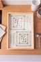 Modern Nested Square Motif - Rectangular Coffee Presentation, Engagement, and Serving Tray with Natural Wood Frame - 2