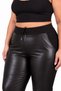 Plus Size Mom High Waist Leather-Look Leg Detailed Knitted Women's Trousers - 4