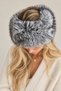 Gray Fur Bandana Plush Hair Band Winter Women's Furry - with Elastic Back - 4