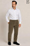 Casual Cut Winter Light Green Men's Velvet Trousers with Fleece Inside