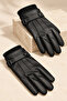 Men's Black Faux Leather Gloves Touch Screen Compatible - 5
