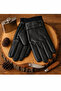 Men's Black Faux Leather Gloves Touch Screen Compatible - 3
