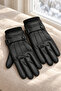Men's Black Faux Leather Gloves Touch Screen Compatible - 4