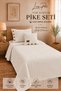 100% Cotton Single Pique-Bedspread Set Cream Knitted Patterned 1 Pillowcase and 1 Throw Pillow Cover