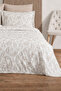 Mokka Bedspread Double Linen Look 3 Pieces (240X230 cm) Cream - 2