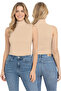 Lirona-Women's Sleeveless Semi Turtleneck Modal Blouse 3-Piece - 2
