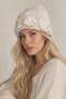 Hand Knitted Women's Beanie Winter Warm Stylish Floral Detail Beige - 7
