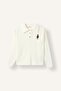 Relax Fit Polo Collar Ribbed Teddy Bear Embroidered Sweater for Girls I3600A826Wn - 6