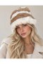 Fur Beret for Women Winter - Extra Soft Brown-Ecru - 3