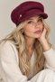 Women's Angora Furry Brooch Detail Hat in Burgundy - Wool Textured - 4