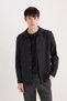 100% Cotton Slim Fit Basic Long Sleeve Black Shirt A4644Ax23Au - 3