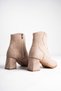 Women's Mink Suede Zippered 7 cm Thick Heeled Winter Boots with Western Detail - 9