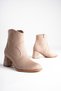 Women's Mink Suede Zippered 7 cm Thick Heeled Winter Boots with Western Detail - 8