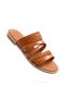 Zri̇n-161 Tan Braided Orthopedic Sole Genuine Leather Women's Slippers - 3