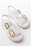 Zri̇n-1187 Premium White Elastic Wedge Heel Women's Sandals - 6