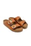 Zrc01 - Summer Premium Buckled Men's Genuine Leather Slipper Tan