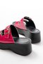 Zri̇n-574 Premium Fuchsia Patent Leather Daily Wedge Heel Women's Slippers - 6