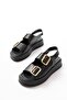 Zri̇n-1187 Premium Black Elastic Wedge Heel Women's Sandals - 4