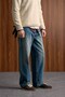 Men's Super Baggy Belt Buckle Washed Jean Navy Blue - 4
