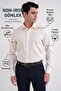 Men's Slim Fit 100% Cotton Non Iron Iron-Free Fabric Cream Shirt Gk 741
