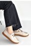 Guot Beige Lace-Up Casual Ballet Flats - 4