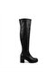 Zri̇n-3010 Premium Black Stretch Daily Thick Heeled Long Women's Boots - 2