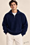 Men's Oversize Zippered Fishing Knitwear Sweater