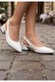 Evia Premium White Thick Heeled Shoes - 2