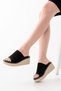 Zri̇n-460 Premium Black Knitwear Daily Orthopedic Wedge Heel Women's Slippers - 4