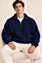 Men's Oversize Zippered Fishing Knitwear Sweater - 3