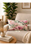 Roza Floral Patterned Pink Ecru Throw Pillow Cover 1 Pc - 2