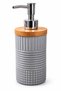 400 ml Liquid Soap Dispenser with Bamboo Lid, Patterned Ceramic, Gray, 8X19 cm - 3