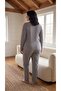 Women's Winter Plus Size Curve Embroidered Patterned Collar Buttoned Long Sleeve Pajama Set - 4