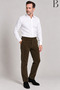 Casual Cut Winter Light Brown Men's Dad Velvet Pants with Fleece Inside