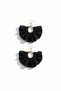 Gold Color Hoop Dangle Earrings – Black Fabric Beaded Design